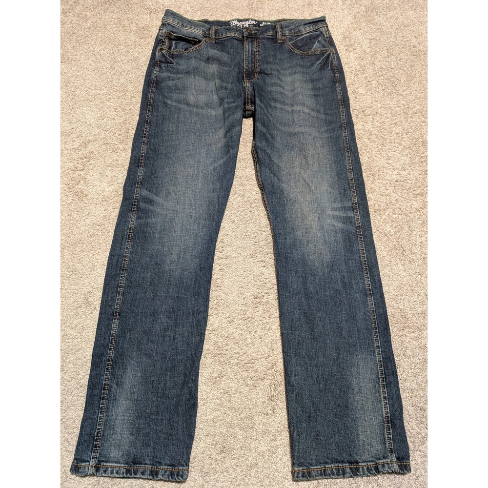 Wrangler Jeans Mens 36x33 Blue Retro Slim Straight Denim Pants Western Cowboy